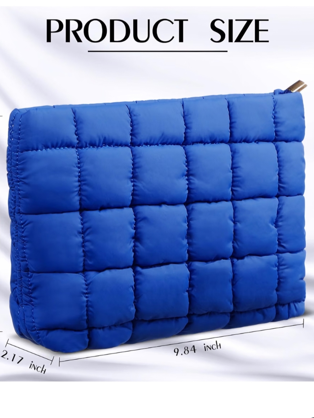 Quilted Puffer Clutch Cosmetic Bag - Blue